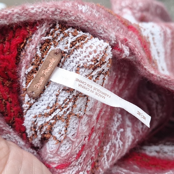 Free People Bali Juniper Turtleneck Sweater Rhubarb Red Fairisle Size Medium - Picture 3 of 13